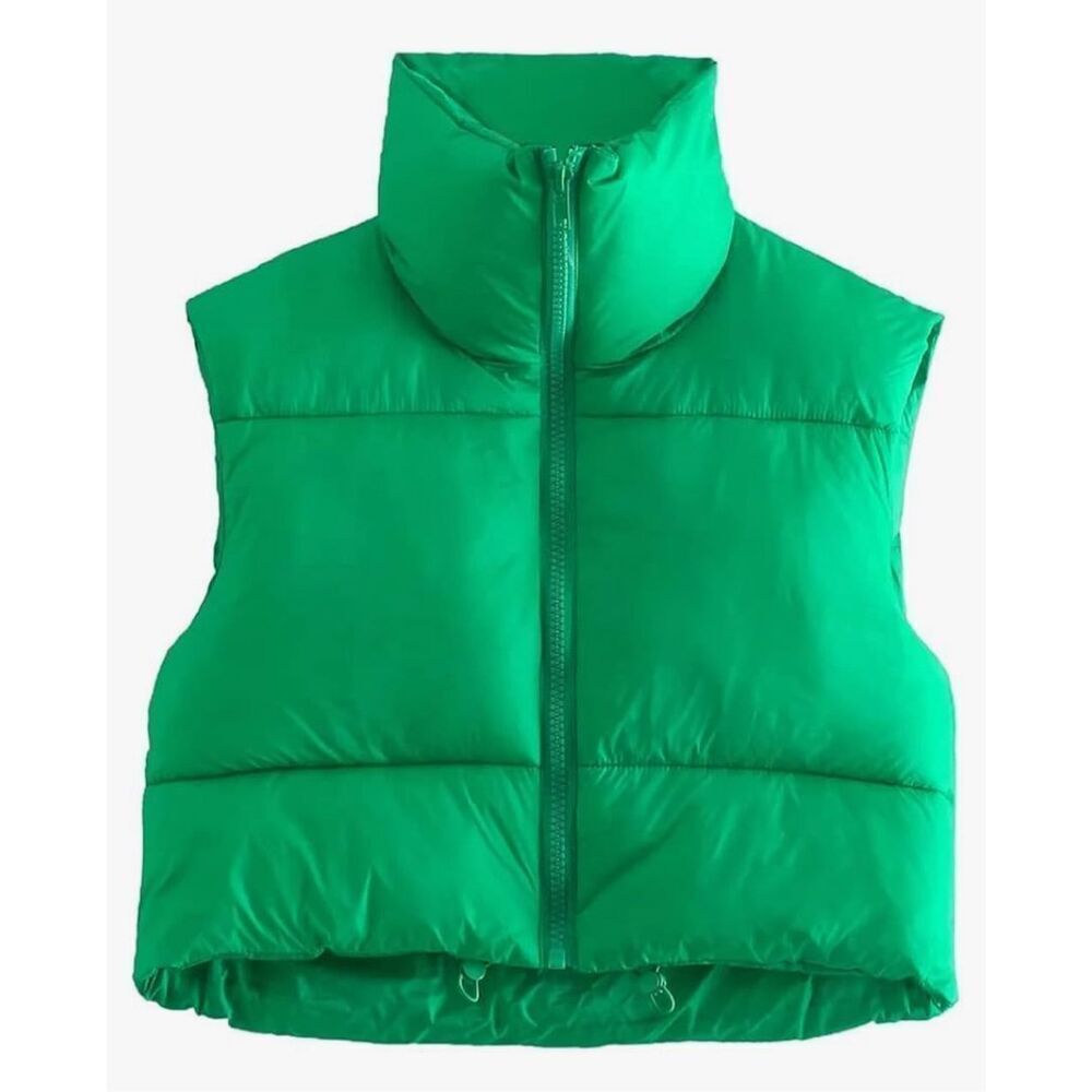 NEW Crop Puffer Vest Winter Lightweight L